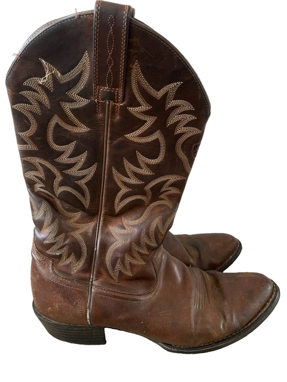 Ariat Mens 11.5D Brown Leather Western Cowboy Boots Rugged Square Toe